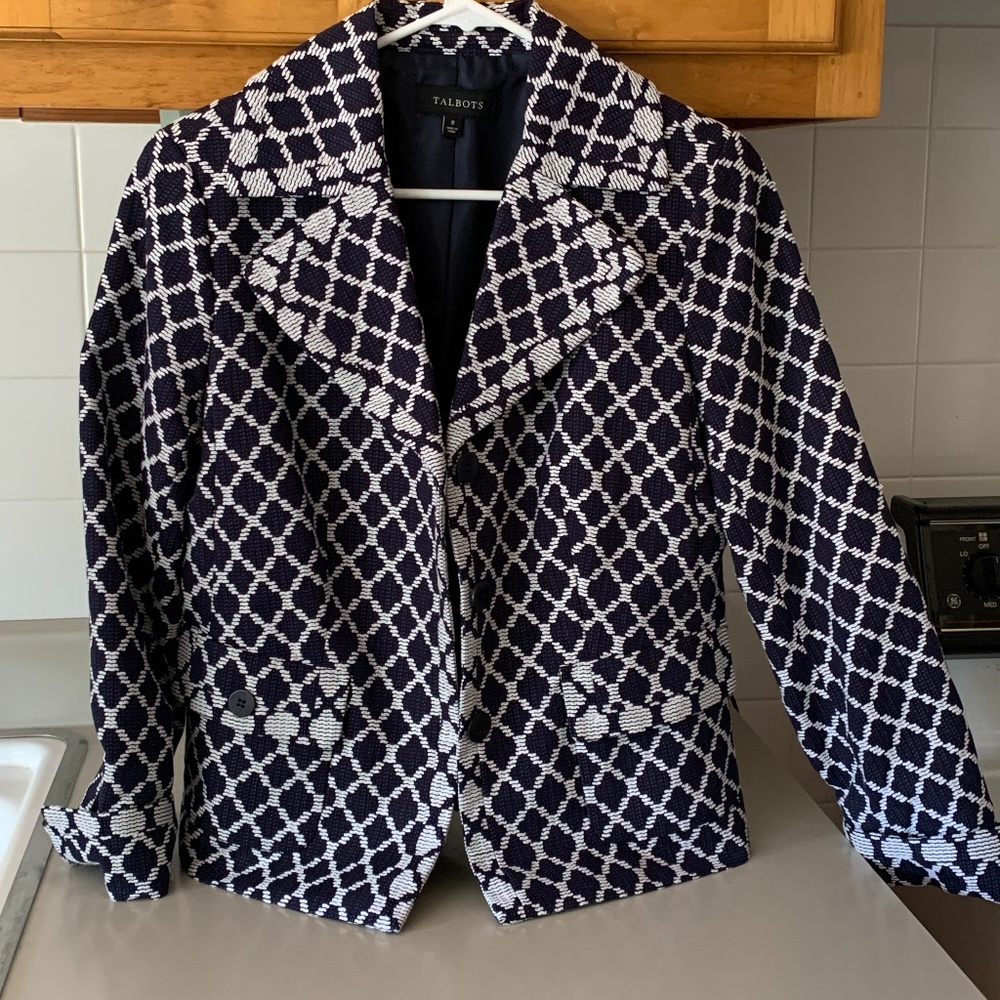 Talbots Reverser Pattern Collar Cuff Pocket Blaze… - image 1